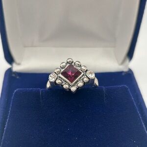Vintage Purple Crystal Gemstone Silver Ring Sz 9.5​​​​​​